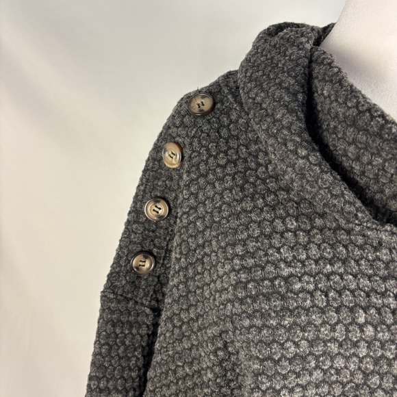 New York Laundry Women's Gray Textured Cowl Neck Tunic Top Button Detail L - Picture 2 of 12